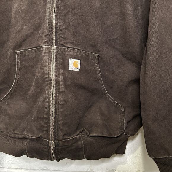 Y2K Carhartt Quilted Hooded Active Jacket “Dark Brown” WJ130 - Picture 3 of 9